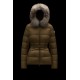 2022 MONCLER Boed Fur Collar Short dunjacka Dams Waist Down Puffer Coat Vinterjacka Natural Camel Beige