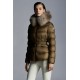 2022 MONCLER Boed Fur Collar Short dunjacka Dams Waist Down Puffer Coat Vinterjacka Natural Camel Beige