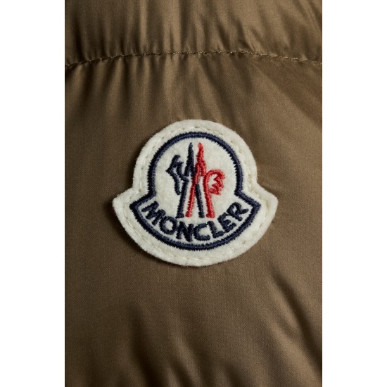 2022 MONCLER Boed Fur Collar Short dunjacka Dams Waist Down Puffer Coat Vinterjacka Natural Camel Beige