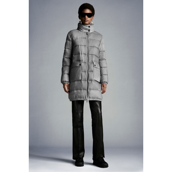 2022 Moncler Abricotier Parka Long dunjacka Dam Down Puffer Coat Vinterjacka Metallic Silver