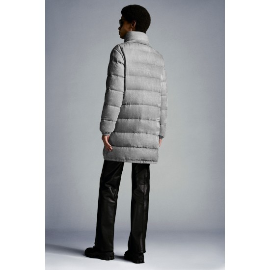 2022 Moncler Abricotier Parka Long dunjacka Dam Down Puffer Coat Vinterjacka Metallic Silver