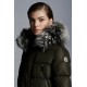 2022 Moncler Aphroti Parka Fur Hooded Collar Long dunjacka Dam Down Puffer Coat Vinterjacka Army Grön