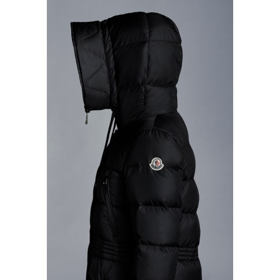 2022 Moncler Aphroti Parka Fur Hooded Collar Long dunjacka Dam Down Puffer Coat Vinterjacka Svart