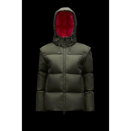 2022 Moncler Asaret Short Hooded dunjacka Dam Down Puffer Coat Vinterjacka Dark Army Grön