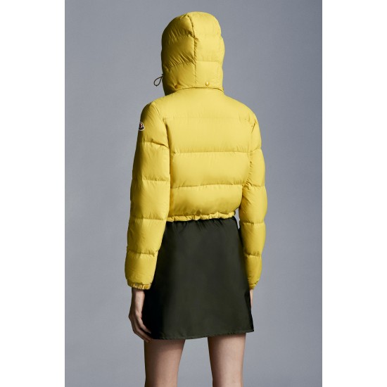 2022 Moncler Avoine Short dunjacka Dam Down Puffer Coat Vinterjacka Sulphur Gul