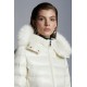 2022 Moncler Badyfur Collar Short dunjacka Dam Down Puffer Coat Vinterjacka Vit