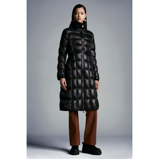 2022 Moncler Bellevalia Parka Long dunjacka Dam Down Puffer Coat Vinterjacka Svart