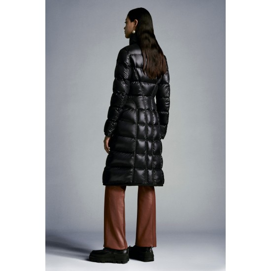 2022 Moncler Bellevalia Parka Long dunjacka Dam Down Puffer Coat Vinterjacka Svart