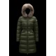 2022 Moncler Boedic Parka Fur Collar Long dunjacka Dam Down Puffer Coat Vinterjacka Army Grön