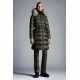 2022 Moncler Boedic Parka Fur Collar Long dunjacka Dam Down Puffer Coat Vinterjacka Army Grön