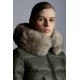 2022 Moncler Boedic Parka Fur Collar Long dunjacka Dam Down Puffer Coat Vinterjacka Army Grön