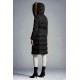 2022 Moncler Boucage Parka Long dunjacka Dam Fur Hooded Collar Down Puffer Coat Vinterjacka Svart