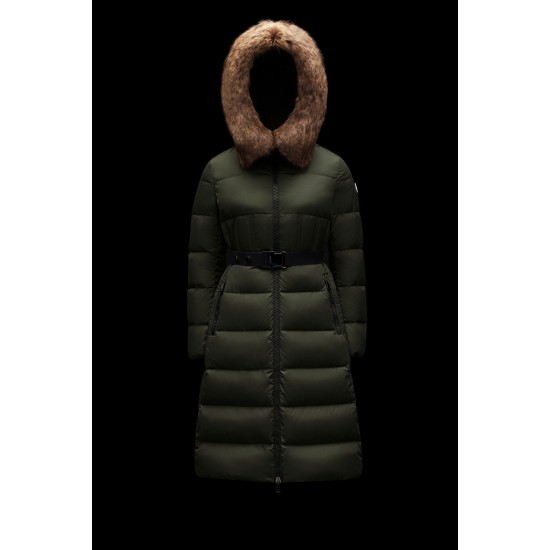 2022 Moncler Boucage Parka Long dunjacka Dam Fur Hooded Collar Down Puffer Coat Vinterjacka Svart