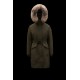 2022 Moncler Cameline Parka Fur Hooded Collar Long dunjacka Dam Down Puffer Coat Vinterjacka Army Grön