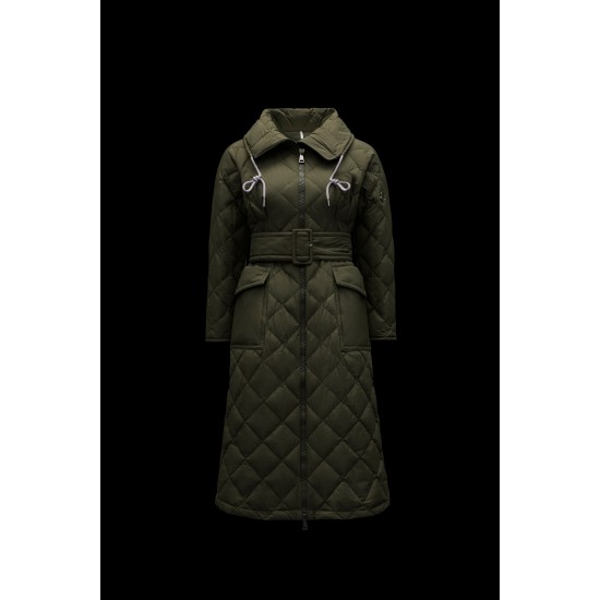 2022 Moncler Caprier Parka Long dunjacka Dam Down Puffer Coat Vinterjacka Army Grön