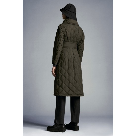 2022 Moncler Caprier Parka Long dunjacka Dam Down Puffer Coat Vinterjacka Army Grön