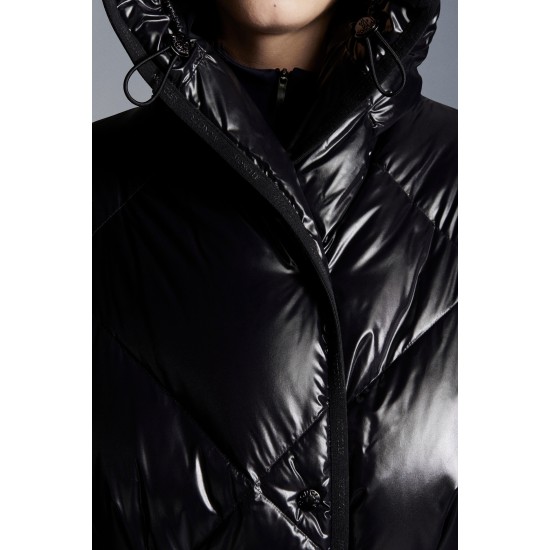 2022 Moncler Cotonniere Parka Long dunjacka Dam Waist Down Puffer Coat Vinterjacka Svart