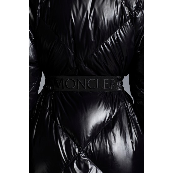 2022 Moncler Cotonniere Parka Long dunjacka Dam Waist Down Puffer Coat Vinterjacka Svart