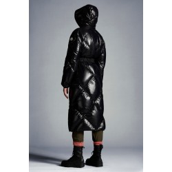 2022 Moncler Cotonniere Parka Long dunjacka Dam Waist Down Puffer Coat Vinterjacka Svart