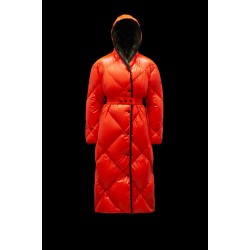 2022 Moncler Cotonniere Parka Long dunjacka Dam Waist Down Puffer Coat Vinterjacka Bright Orange