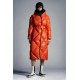 2022 Moncler Cotonniere Parka Long dunjacka Dam Waist Down Puffer Coat Vinterjacka Bright Orange