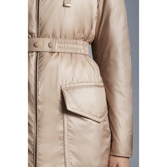 2022 Moncler Ecbalie Parka Hooded Long dunjacka Dam Down Puffer Coat Vinterjacka Sand Beige