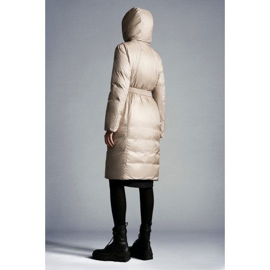 2022 Moncler Ecbalie Parka Hooded Long dunjacka Dam Down Puffer Coat Vinterjacka Sand Beige