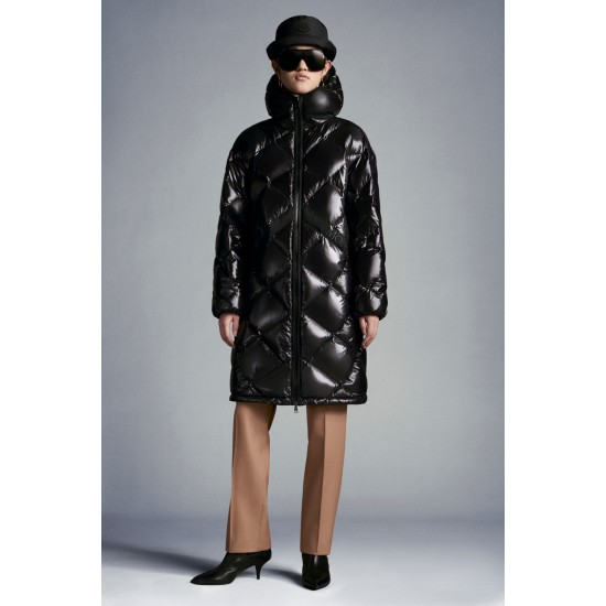 2022 Moncler Echinops Parka Hooded Long dunjacka Dam Down Puffer Coat Vinterjacka Svart