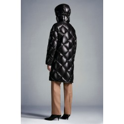 2022 Moncler Echinops Parka Hooded Long dunjacka Dam Down Puffer Coat Vinterjacka Svart