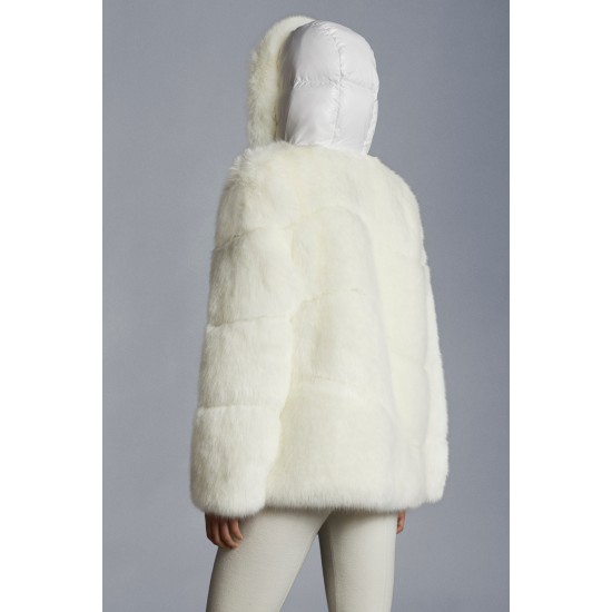 2022 Moncler Epilobe Short dunjacka Dam Down Puffer Coat Vinterjacka Silk Vit