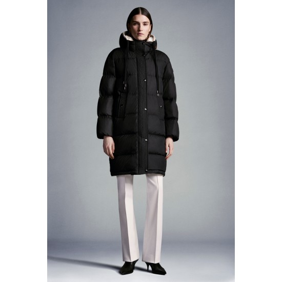 2022 Moncler Erysimum Parka Hooded Long dunjacka Dam Down Puffer Coat Vinterjacka Svart