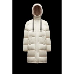 2022 Moncler Erysimum Parka Hooded Long dunjacka Dam Down Puffer Coat Vinterjacka Butter Vit