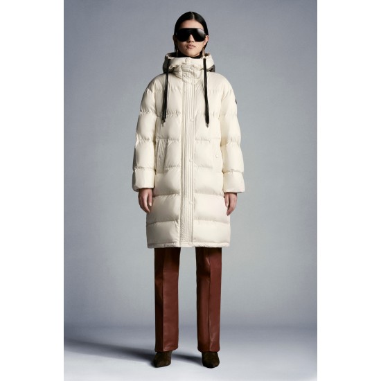 2022 Moncler Erysimum Parka Hooded Long dunjacka Dam Down Puffer Coat Vinterjacka Butter Vit