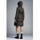 2022 Moncler Feuille Parka Hooded Long dunjacka Dam Down Puffer Coat Vinterjacka Dark Gray