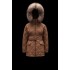 2022 Moncler Ficodie Fur Collar Short dunjacka Dam Waist Down Puffer Coat Vinterjacka Brun