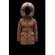 2022 Moncler Ficodie Fur Collar Short dunjacka Dam Waist Down Puffer Coat Vinterjacka Brun