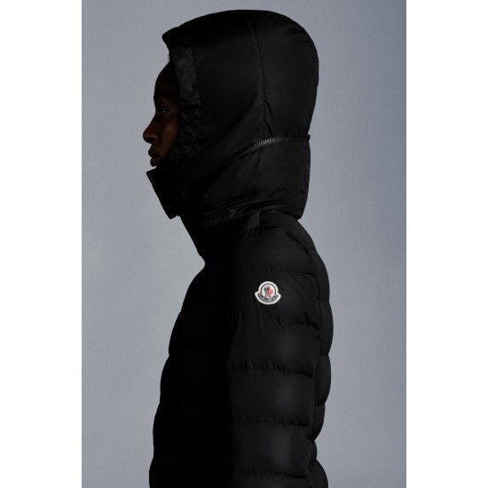 2022 Moncler Flammette Parka Long dunjacka Dam Down Puffer Coat Vinterjacka Svart