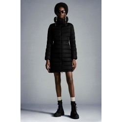 2022 Moncler Flammette Parka Long dunjacka Dam Down Puffer Coat Vinterjacka Svart