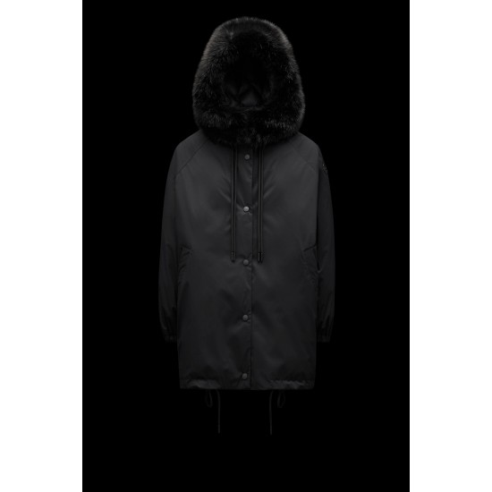 2022 Moncler Fragon Parka Long dunjacka Dam Down Puffer Coat Vinterjacka Svart