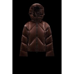 2022 Moncler Frele Short Hooded dunjacka Dam Down Puffer Coat Vinterjacka Dark Brun