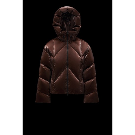 2022 Moncler Frele Short Hooded dunjacka Dam Down Puffer Coat Vinterjacka Dark Brun