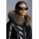 2022 Moncler Fulmarus Parka Fur Collar Hooded Long dunjacka Dam Down Puffer Coat Vinterjacka Svart