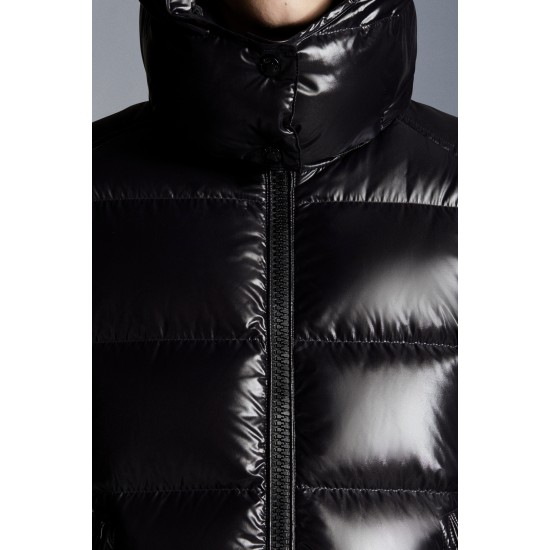 2022 Moncler Fustet Short dunjacka Dam Down Puffer Coat Vinterjacka Svart