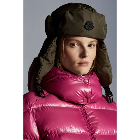 2022 Moncler Fustet Short dunjacka Dam Hooded Down Puffer Coat Vinterjacka Rosa