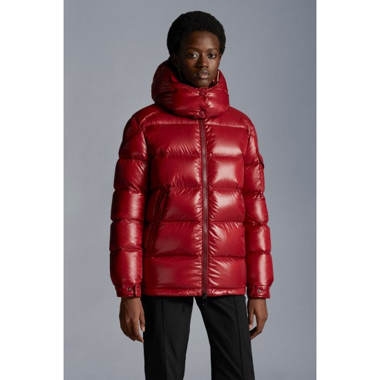 2022 Moncler Fustet Short dunjacka Dam Hooded Down Puffer Coat Vinterjacka Röd