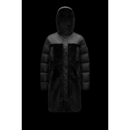 2022 Moncler Gaudine Parka Hooded Long dunjacka Dam Down Puffer Coat Vinterjacka Svart