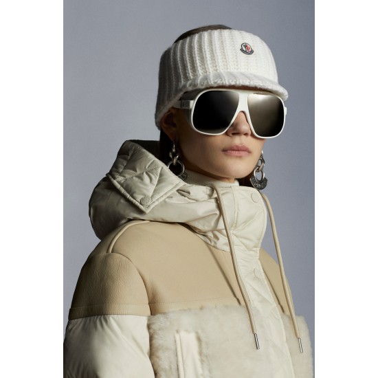 2022 Moncler Gaudine Parka Hooded Long dunjacka Dam Down Puffer Coat Vinterjacka Oatmeal Beige