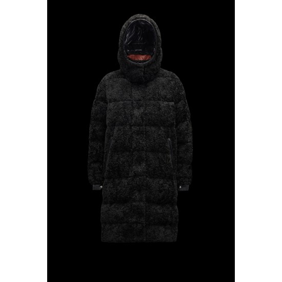 2022 Moncler Hainardia Parka Hooded Long dunjacka Dam Down Puffer Coat Vinterjacka Svart