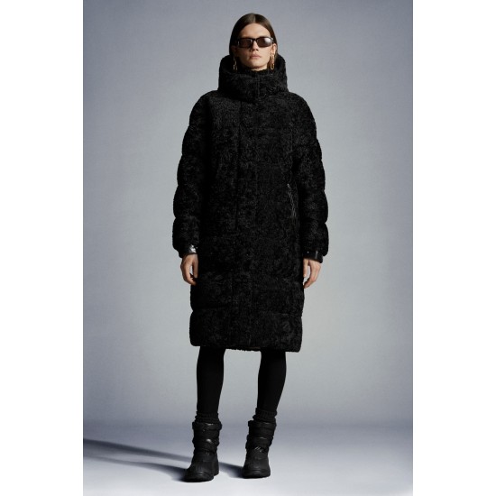 2022 Moncler Hainardia Parka Hooded Long dunjacka Dam Down Puffer Coat Vinterjacka Svart