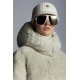 2022 Moncler Hainardia Parka Hooded Long dunjacka Dam Down Puffer Coat Vinterjacka Silk Vit